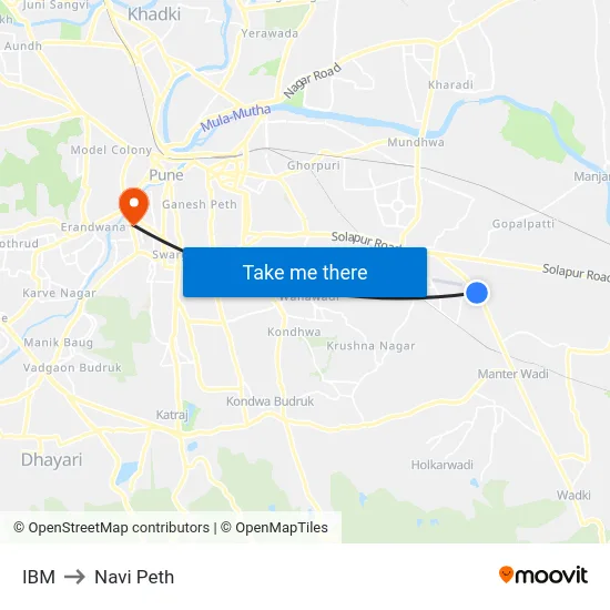 IBM to Navi Peth map