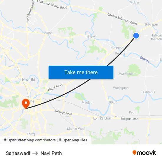 Sanaswadi to Navi Peth map