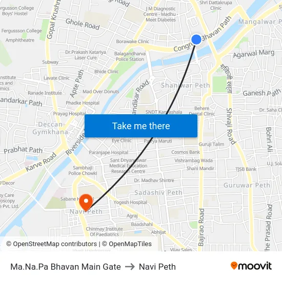 Ma.Na.Pa Bhavan Main Gate to Navi Peth map