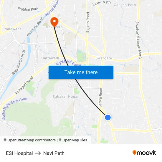 ESI Hospital to Navi Peth map