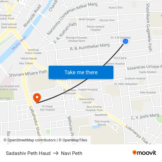 Sadashiv Peth Haud to Navi Peth map