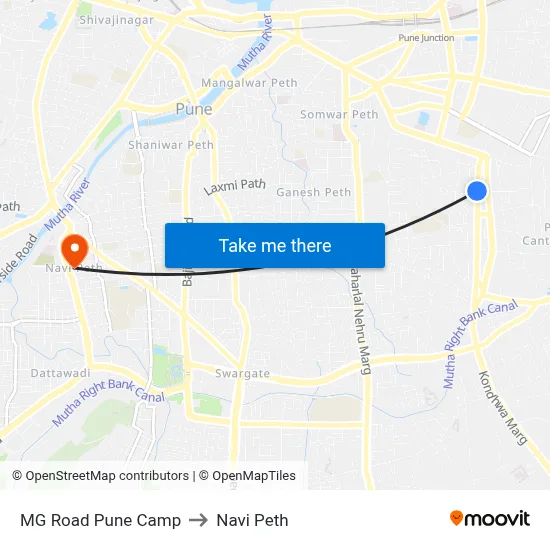 MG Road Pune Camp to Navi Peth map