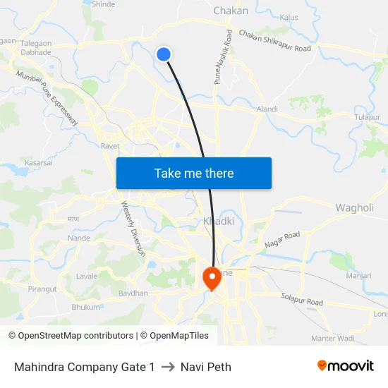 Mahindra Company Gate 1 to Navi Peth map