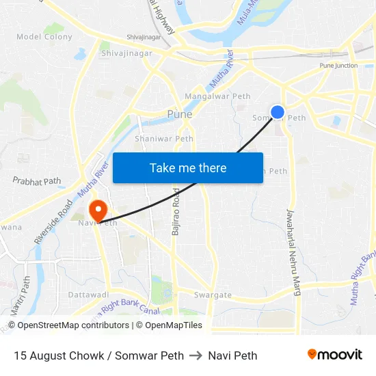 15 August Chowk / Somwar Peth to Navi Peth map