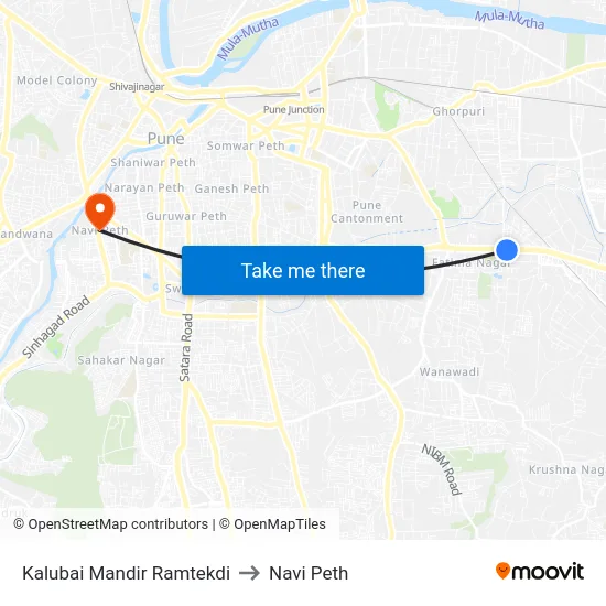 Kalubai Mandir Ramtekdi to Navi Peth map
