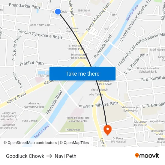 Goodluck Chowk to Navi Peth map