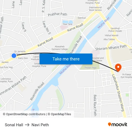 Sonal Hall to Navi Peth map