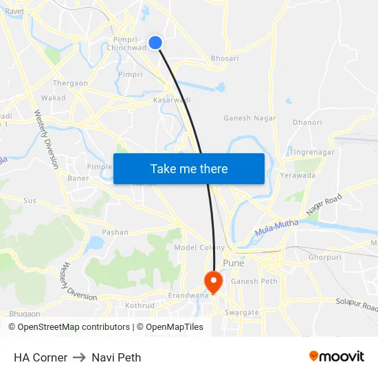 HA Corner to Navi Peth map