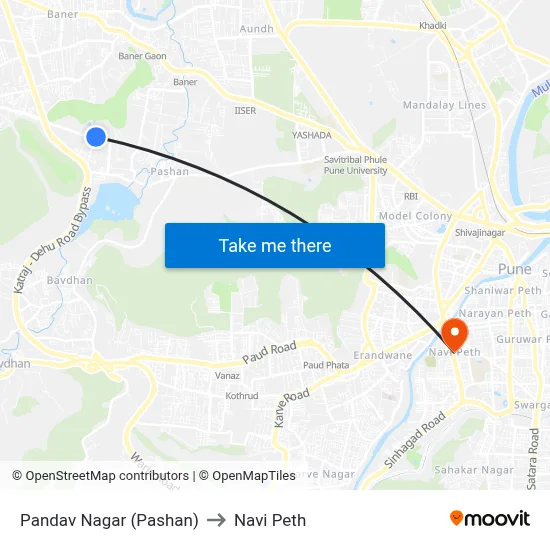 Pandav Nagar (Pashan) to Navi Peth map