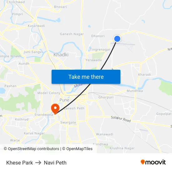 Khese Park to Navi Peth map