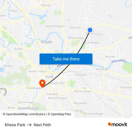 Khese Park to Navi Peth map