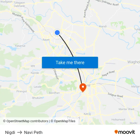 Nigdi to Navi Peth map