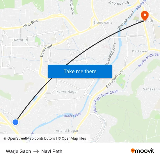 Warje Gaon to Navi Peth map