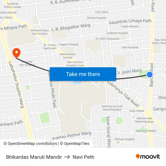 Bhikardas Maruti Mandir to Navi Peth map