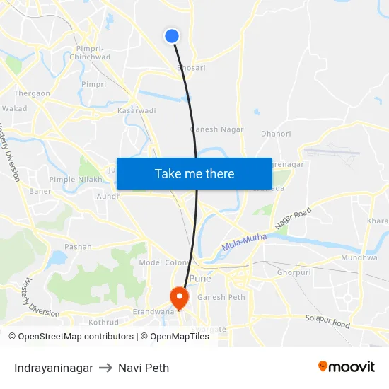 Indrayaninagar to Navi Peth map