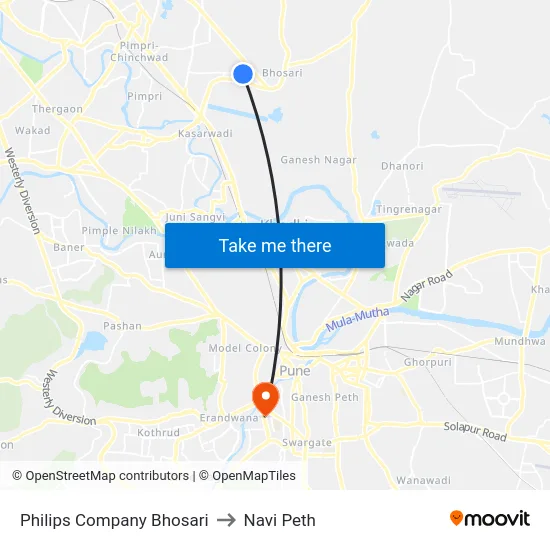 Philips Company Bhosari to Navi Peth map