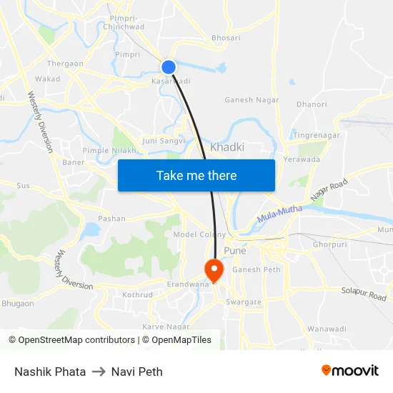 Nashik Phata to Navi Peth map