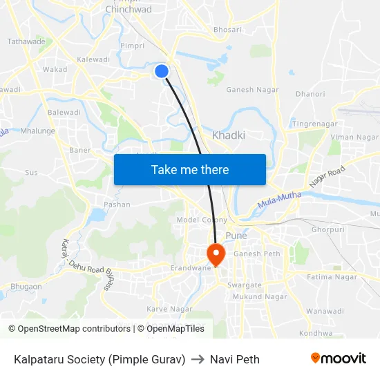 Kalpataru Society (Pimple Gurav) to Navi Peth map