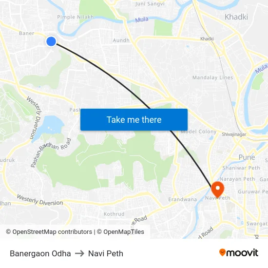 Banergaon Odha to Navi Peth map