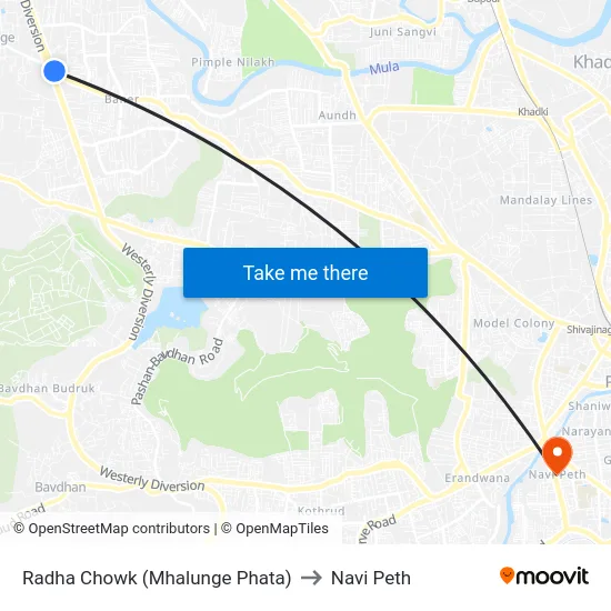 Radha Chowk (Mhalunge Phata) to Navi Peth map
