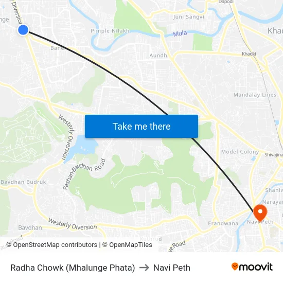 Radha Chowk (Mhalunge Phata) to Navi Peth map