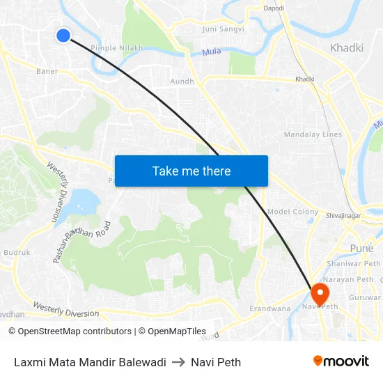 Laxmi Mata Mandir Balewadi to Navi Peth map