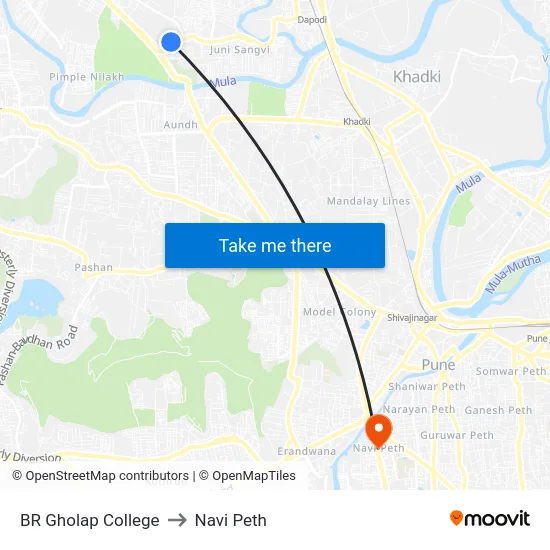 BR Gholap College to Navi Peth map