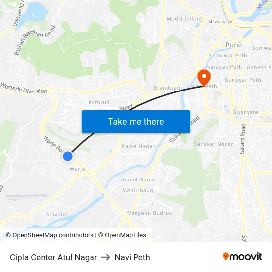 Cipla Center Atul Nagar to Navi Peth map