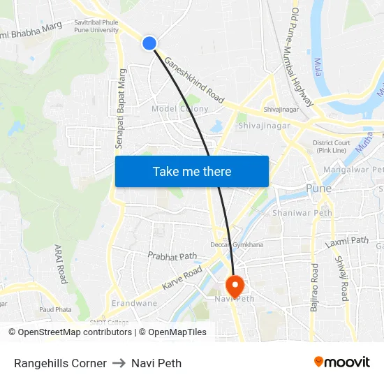 Rangehills Corner to Navi Peth map
