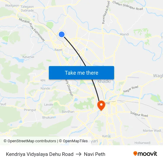Kendriya Vidyalaya Dehu Road to Navi Peth map