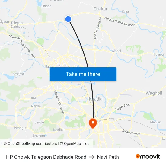 HP Chowk Talegaon Dabhade Road to Navi Peth map
