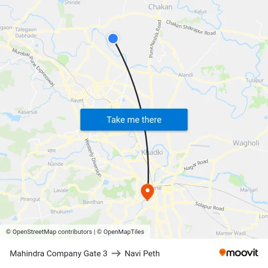 Mahindra Company Gate 3 to Navi Peth map