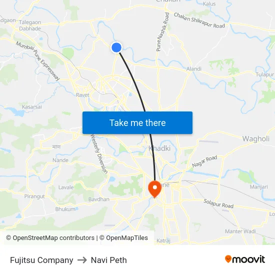 Fujitsu Company to Navi Peth map