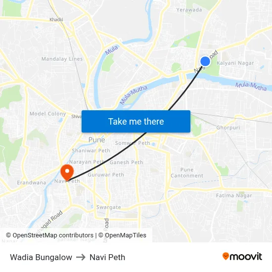 Wadia Bungalow to Navi Peth map