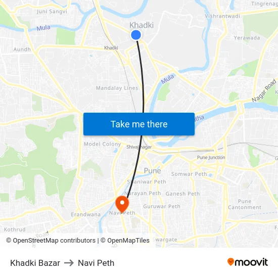 Khadki Bazar to Navi Peth map