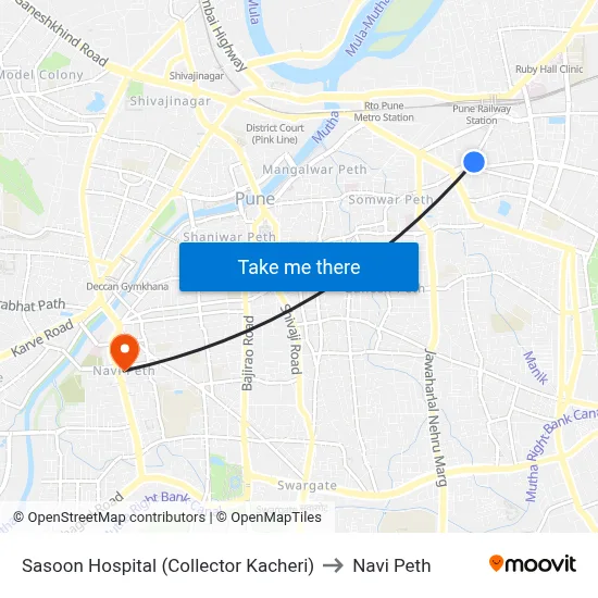 Sasoon Hospital (Collector Kacheri) to Navi Peth map