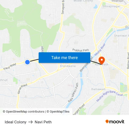 Ideal Colony to Navi Peth map