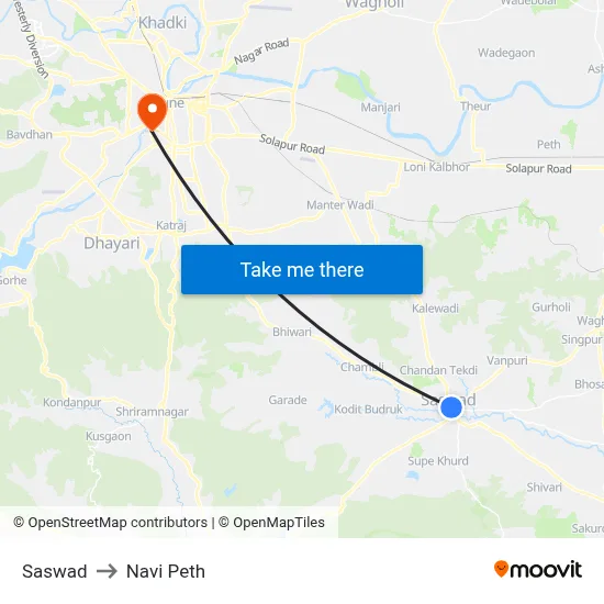 Saswad to Navi Peth map