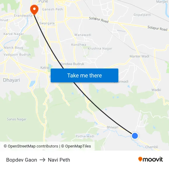 Bopdev Gaon to Navi Peth map