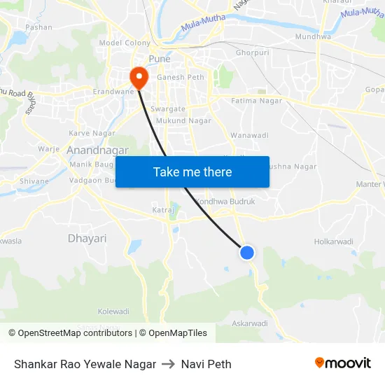 Shankar Rao Yewale Nagar to Navi Peth map