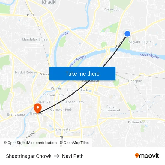 Shastrinagar Chowk to Navi Peth map