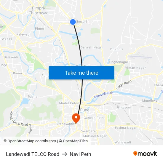 Landewadi TELCO Road to Navi Peth map
