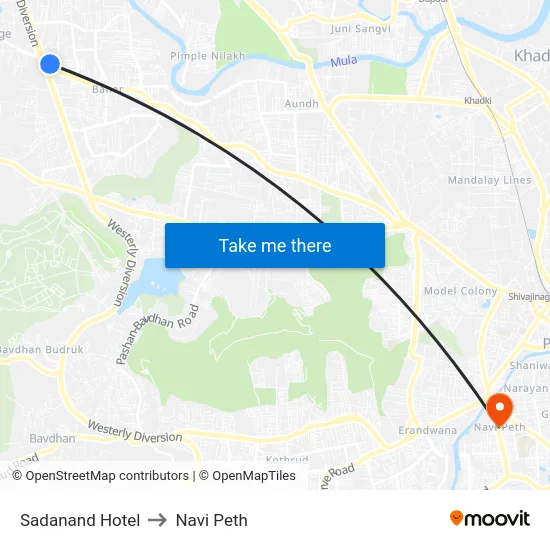 Sadanand Hotel to Navi Peth map