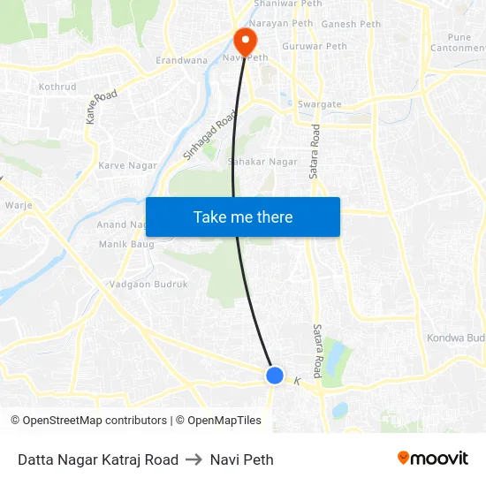 Datta Nagar Katraj Road to Navi Peth map
