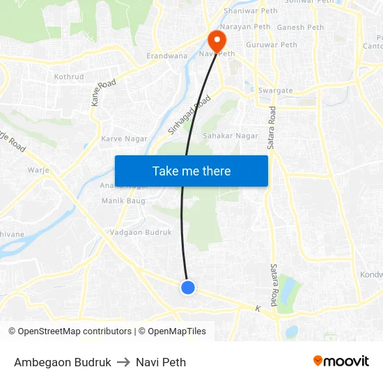 Ambegaon Budruk to Navi Peth map