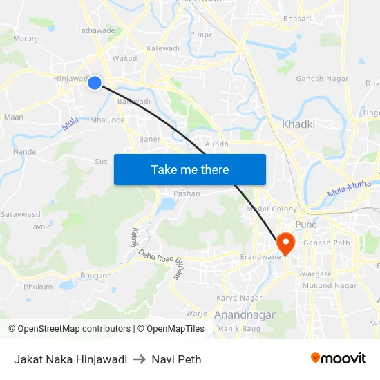 Jakat Naka Hinjawadi to Navi Peth map