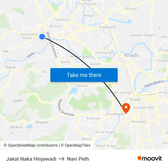 Jakat Naka Hinjawadi to Navi Peth map