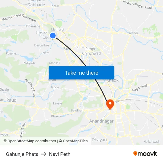Gahunje Phata to Navi Peth map