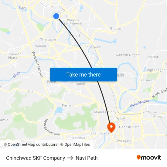 Chinchwad SKF Company to Navi Peth map