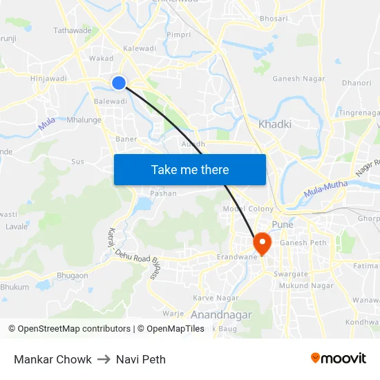 Mankar Chowk to Navi Peth map